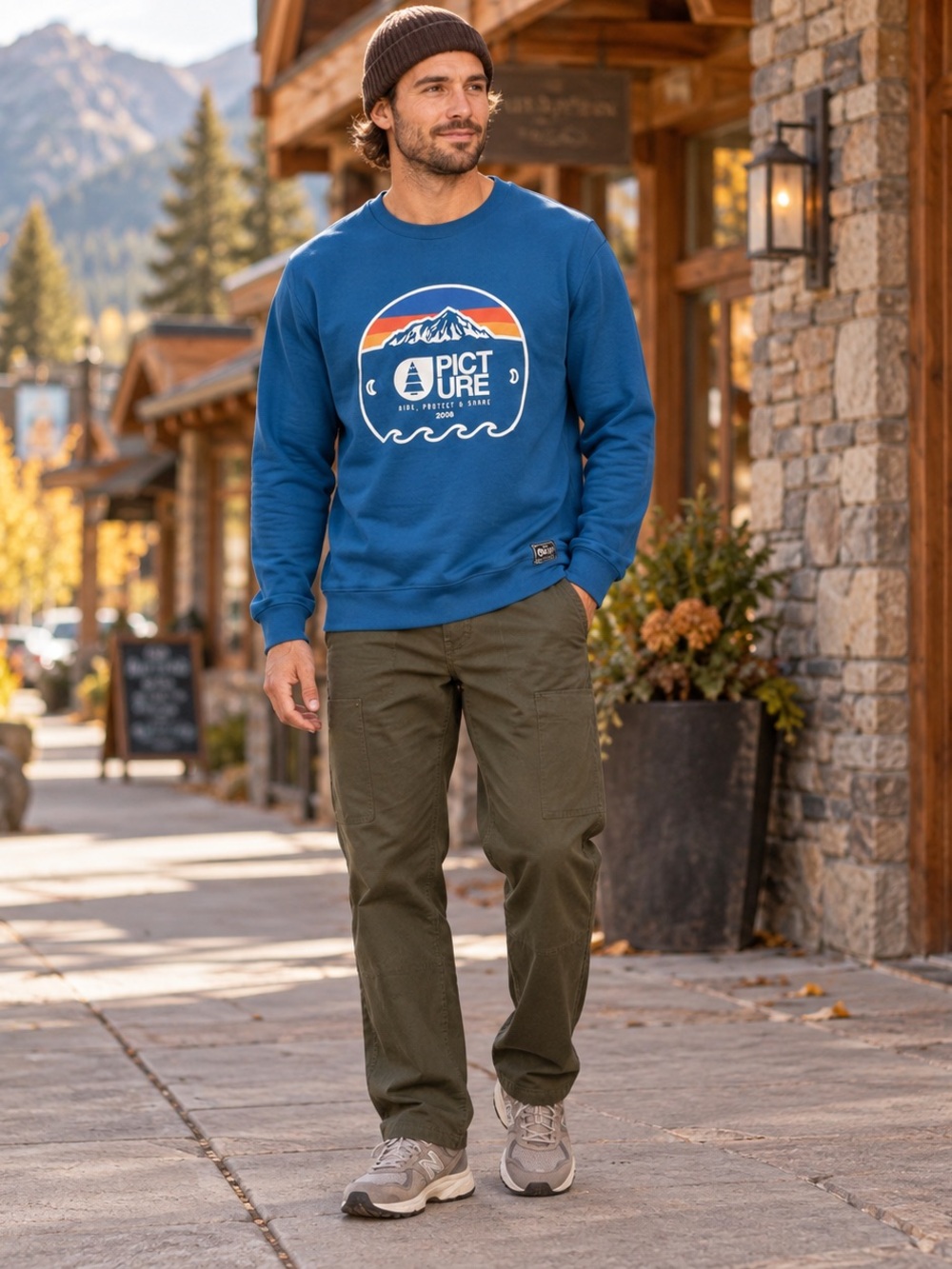 Picture Organic Clothing Men’s M Blue Graphic Crewneck Sweatshirt Gorpcore